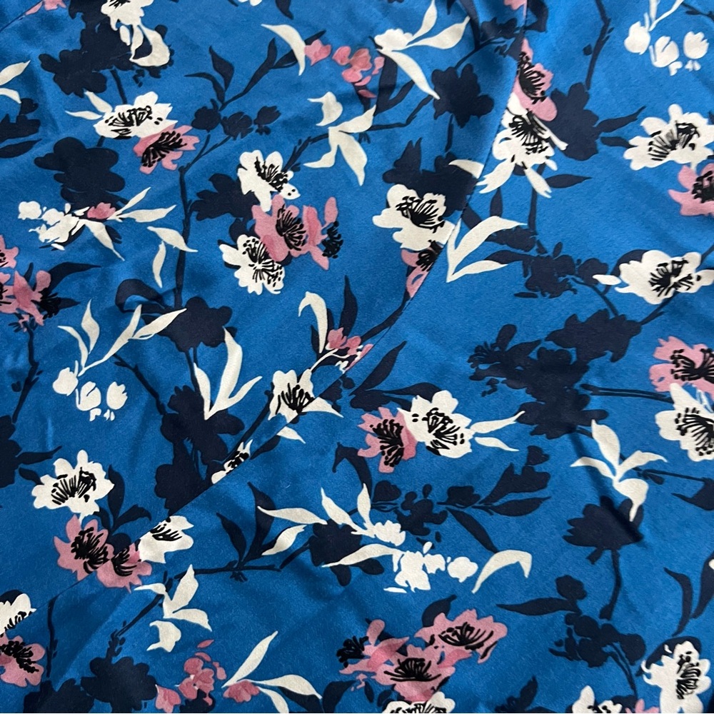 ZARA Cobalt Blue Pastel Pink Floral Handkerchief Asymmetrical Midi Modest Skirt - Picture 11 of 16